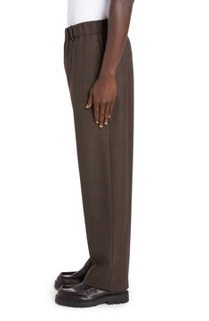 The Italian fashion house's impeccable tailoring shines on these straight-leg trousers sewn from wool patterned with a subtle glen plaid. 33" inseam; 18" leg opening; 14" front rise; 18" back rise (size 48 EU) Zip fly with hook-and-bar closure Elastic waist Front slant pockets; back welt pocket 100% wool Dry clean Made in Italy Designer Clothing Classic Formal Pants For Fall, Formal Wool Pants For Fall, Classic Wool Dress Pants For Formal Occasions, Classic Brown Pants With Straight Hem, Classic Wool Dress Pants For Office, Classic Brown Straight Hem Pants, Classic Brown Tapered Leg Dress Pants, Classic Brown Dress Pants With Straight Hem, Classic Straight Leg Wool Dress Pants