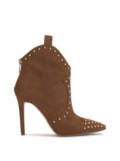 Pixillez Studded Bootie in Tobacco – Jessica Simpson Jessica Simpson, Bootie, Faux Suede, Heel Height, Product Description, Boots, Heels