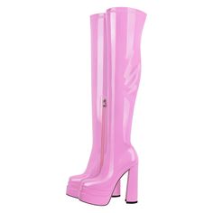 Heel measures approximately: 5.9in / 15cm Platform: 2 in/ 5cm Material: Vegan Leather Customer Service please contact US Trendy Pink Knee-high Boots With Round Toe, Pink Knee-high Platform Boots For Party, Pink High Heel Knee-high Boots For Winter, Pink Knee-high Platform Boots, Pink High Heel Club Boots, Pink High Heel Boots For Club, Pink Fitted Knee-high Platform Boots, Trendy High Shaft Platform Boots For Party, Pink Fitted Platform Boots For Party