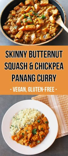 Skinny Chickpea & Butternut Squash Panang Curry (V, GF) - Zena 'n Zaatar Chickpea Butternut Squash, Panang Curry Recipe, Vegan Butternut Squash, Crunchy Chickpeas, Panang Curry, Curry Recipe, Squash Recipes, Vegan Eating, Vegan Dinners