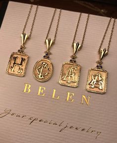 "- 14 ct gold (yellow) - 3 pieces of sapphire stones . - Special design monogram letters.  - Hand engraving letter and frame design.  - Dimension: 26 mm (height) * 11 mm (Pendant width) . - 45 cm 14ct gold chain. \"After your order, we will show you the letter design and we will start after your confirmation\" - Product return and change is not possible for our custom work." Sapphire Stones, Stones Necklace, Letter Design, Monogram Necklace, Sapphire Stone, Monogram Letters, Special Design, Hand Engraving, Necklace Gift