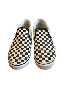 Classic Van Checkerboard Black & White skate shoes.  Youth size 6.  Very clean and shows nearly any wear at all. Vans Checkerboard, Classic Vans, Vans Off The Wall, Unisex Shoes, Black And White Design, Vans Classic Slip On Sneaker, Off The Wall, Skate Shoes, Slip On Sneakers