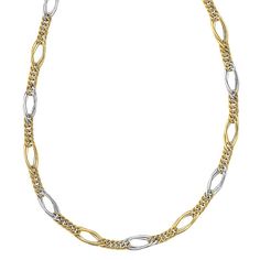 Find your perfect style when you pair this chic 14k gold necklace with your favorite outfits. Find your perfect style when you pair this chic 14k gold necklace with your favorite outfits. Metal: 14k gold Chain length: 18 in. Packaging: boxed Plating: rhodium Finish: polished Size: 18". Color: Multicolor. Gender: female. Age Group: adult. Chic Formal Figaro Chain Jewelry, Chic Yellow Gold Figaro Chain Necklace, 14k Gold Figaro Chain Necklace, Gold Diamond-cut Station Necklace For Formal Occasions, Gold Diamond Cut Station Necklace For Formal Occasions, Chic 14k Gold Chain Necklace For Formal Occasions, Chic Yellow Gold Necklaces For Anniversary, Chic Yellow Gold Necklace For Anniversary, Formal Chic 14k Gold Chain Necklace