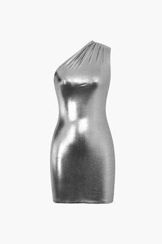 Details  Occasion: Party  Category: Dresses  Composition: 95% Polyester. 5% Spandex  Sheer: Not Sheer  Color: Silver Description: Step into the party scene with confidence in our One Shoulder Metallic Bodycon Mini Dress. This dazzling silver dress is designed for the modern Gen Z woman who wants to stand out. Crafted from a blend of 95% Polyester and 5% Spandex. it offers a comfortable yet stylish fit. The bodycon design flatters your figure. while the one-shoulder detail adds a trendy touch. This dress is non-sheer. perfect for those who value modesty without sacrificing style.  SIZING GUIDE  1. HOW TO CHOOSE YOUR SIZE? We have a "Size Chart" page where you can accurately measure your bust. waist. and hips and effortlessly convert those measurements into various sizes. We offer two size c Y2k Necklace, Baby Tees Y2k, Y2k Baby Tee, Party Scene, Mini Dresses Online, Dress Stores Online, Metallic Dress, Silver Dress, Shop Maxi Dresses