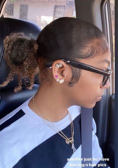 slick back black girl hairstyles Pretty Ear Piercings Black Women, Peircings Women Black, Piecings Ear Ideas, Ear Piercing Black Women, Hairstyle Black Women Natural Hair, Ear Piercings Black Women, Trendy Natural Hairstyles, Peircings Women, Nose Piercing Ideas