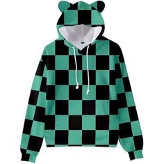 Anime Printed Hoodies Green Plaid Casual Hooded Sweatshirt With Anime Print, Casual Anime Print Hoodie For Halloween, Casual Halloween Anime Print Hoodie, Black Hooded Hoodie For Cosplay Events, Anime Hoodie With Anime Print For Cosplay Events, Casual Anime Print Sweatshirt For Halloween, Casual Halloween Anime Print Sweatshirt, Anime Character Print Hooded Sweatshirt, Anime-style Cosplay Hoodie With Character Print