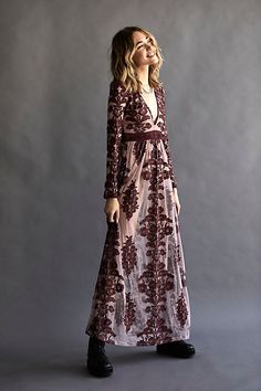 **See above for the For Love & Lemons size chart to find your best fit.**Dramatic sheer net maxi with allover floral embroidered detailing in an elegant silhouette. * Plunging V-neckline * Crochet waistband * Fitted through the upper bodice * Flared skirt * Lined with a nude bodysuit * Hidden back zip closure Crochet Waistband, Maxi Boho Dress, Wedding Event Dresses, Winter Maxi, Party Dresses Online, Free People Style, Holiday Party Dresses, Dresses 2020, Boho Maxi Dress