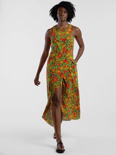 Toad&Co Sleeveless Maxi Dress Crusher | Title Nine Sleeveless Maxi Dress With Side Slits For Beachwear, Sleeveless Floral Print Maxi Dress For Poolside, Green Split Maxi Dress For Vacation, Green Vacation Dress With Side Slits, Green Maxi Dress With Side Slits For Beach, Green Vacation Dresses With Side Slits, Halter Neck Maxi Dress With Side Slits For Beach, Green Dresses With Side Slits For Vacation, Green Maxi Dress With Side Slits For Summer