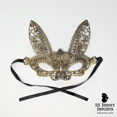 Gold lace bunny masquerade mask; Halloween bunny costume, friends matching rabbit mask, bunny costum Bunny Masquerade Mask, Halloween Bunny Costume, Masquerade Party Outfit, Mask Ball, Rabbit Mask, Masquerade Outfit, Masquerade Theme, Bunny Mask, Venetian Masquerade