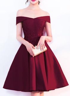 Satin Off Shoulder Simple Homecoming Dress With Lace, Satin Party Dresses on Luulla A-line Evening Dress With Sweep Train For Homecoming, Elegant A-line Homecoming Gown, Knee-length Evening Dress For Prom Season Banquet, Knee-length Dress For Wedding And Prom Season, A-line Evening Dress For Prom Season And Homecoming, A-line Homecoming Evening Dress For Prom Season, A-line Evening Dress For Homecoming And Prom Season, Knee-length Dresses For Prom Season Banquet, A-line Bridesmaid Dress For Prom