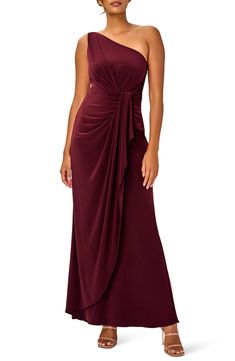 Adrianna Papell One-Shoulder Jersey Gown | Nordstrom Formal Wedding Guest Dress, Refined Fashion, Cocktail Wear, Drape Gowns, Trumpet Gown, Formal Dresses Gowns, Review Dresses, Groom Dress, Adrianna Papell