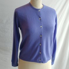 Erdos 100% Cashmere Cardigan, Button Up, Bueish Lavender, Long Sleeve, Size Medium, Pit To Pit Is Approximately 20" Length Is Approximately 24". Classic Blue Cashmere Cardigan, Classic Blue Cardigan For Everyday Wear, Blue Crew Neck Cardigan With Button Closure, Purple Button-up Cardigan With Buttons, Purple Button-up Cardigan, Blue Button-up Cardigan With Button Cuffs, Classic Fitted Blue Cardigan, Fitted Purple Cardigan With Buttons, Cashmere Cardigan