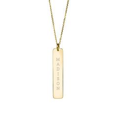 Vertical Name Bar Pendant in Gold Vermeil | Eve's Addiction® Coordinates Jewelry, Vertical Bar Necklace, Family Tree Necklace, Bar Jewelry, Necklace For Her, Bar Gifts, Tiffany Jewelry, Photo Pendant, Gold Bar Necklace