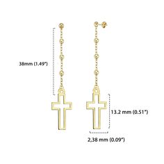 These dangle cross earrings embody an elegant and contemporary style. Each chain earring features a small cross figure suspended by a slender, shiny silver chain. Enhance your look or surprise a loved one with these exquisite 14K solid gold and silver cross chain earrings. Order today and experience elegance, quality, and symbolism in one beautiful package. As Christmas approaches, consider these timeless pieces as a heartfelt gift, symbolizing hope, love, and the festive spirit. PRODUCT DETAILS Silver Cross Chain, Dangle Cross Earrings, Cross Earrings Studs, Chain Earring, Cross Chain, Small Crosses, Spiritual Jewelry, Cross Earrings, Gold Cross