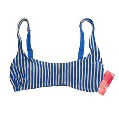 Xhilaration Blue White Textured Vertical Stripe Bikini Top * New With Tags * Small * Blue And White Textured Stripes * Perfect For Spring And Summer! Bundle For Special Discounts Open To Reasonable Offers Hundreds Of Items Available In My Closet, New And In Excellent Pre-Owned Condition Same Day/Next Day Shipping Smoke Free And Pet Free Home Colors May Be Slightly Off Due To Lighting Blue Vacation Swimwear With Adjustable Straps, Blue Swimwear With Adjustable Straps For Vacation, Blue Bra-friendly Swimwear For Vacation, Trendy Blue Swimwear With Adjustable Straps, Trendy Blue Swimwear For Vacation, Crochet High Neck, Home Colors, White Texture, Blue White