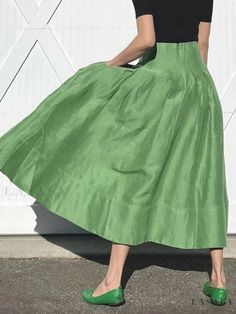 Lasaky - Classic Revival High Waist Wide-Legged Skirt Wrap Skirt Outfit, Long Flared Skirt, Women's Runway Fashion, Cocktail Skirts, Cotton Skirts, Skirt Inspiration, High Waist Long Skirt, Fluffy Skirt, Black Linen Dress