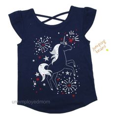 This Is For A Girls Shirt By Jumping Beans Brand New With Tags (Nwt) Size: 4t Navy Cap Sleeve Crisscross Back Tee Has Fireworks & Big Unicorn On Front Glittery Shirttail Hem Crisscross Design In Back 60% Cotton 40% Polyester Kw Top Girl July 4th 4 Fourth May 24 Th Tank Memorial Day Tee Shirt Top Boys Girls July 4 Patriotic Summer Holiday Wear Toddlers Infants Kids Independence Day Cute Unicorn Print Summer T-shirt, Playful Cotton Unicorn Print Top, Short Sleeve Unicorn Print Tops For Summer, Fun Summer T-shirt With Unicorn Print, Short Sleeve Tops With Unicorn Print For Summer, Cotton T-shirt With Unicorn Print For Spring, Spring Cotton T-shirt With Unicorn Print, Summer Short Sleeve Tops With Unicorn Print, Casual Unicorn Print Tops For Spring