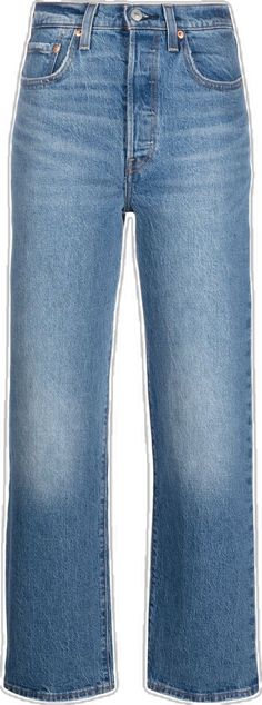 Levi's Medium Wash Straight Hem Bottoms, Denim Blue Straight Leg Cropped Jeans, Levi's Medium Wash Bottoms With Straight Hem, Denim Blue Cropped Jeans With Straight Hem, Levi's High Rise Rigid Denim Flare Jeans, Levi's Straight Leg Cropped Jeans In Medium Wash, Straight Cropped Jeans In Medium Wash, Light Wash Straight Hem Jeans With Five Pockets, Denim Blue Straight Hem Cropped Jeans