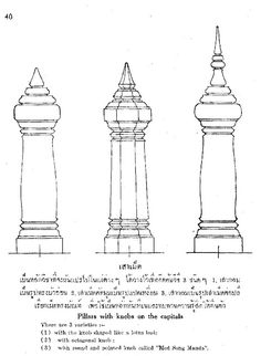 three different types of pillars with the names and numbers on them, all in black ink