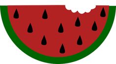 a slice of watermelon with drops of rain coming out of the top and white clouds above it