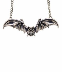 Silver Bat Necklace - Unique Vintage - Womens, ACCESSORIES, JEWELRY Emo Jewelry, Hex Girls, Bat Pendant, Bat Necklace, Vampire Halloween, Glam Jewelry, Gothic Glam, Clothing Wishlist