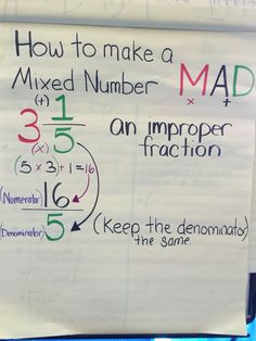 a sign that says how to make a mixed number mad an impproer fraction