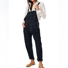 Brand New With Tag Size Xsmall Color Midnight Classically Designed, The Ziggy Denim Overalls From Free People Will Create A Contemporary Look When Layered Over Your Favorite Tops. Hook And Eye Closure Square Neck Sleeveless Classic 5-Pocket Styling Unlined Straight Leg Imported Denim Cotton Machine Washable Smoke Free And Pet Free Home Black Denim Jumpsuit With Straight Leg And Pockets, Black Straight Leg Denim Jumpsuit With Pockets, Casual Workwear Overalls In Medium Wash, Everyday Dark Wash Cotton Denim Jumpsuit, Everyday Dark Wash Denim Jumpsuit, Black Relaxed Fit Denim Overalls, Dark Wash Mid-rise Denim Jumpsuit With Pockets, Mid-rise Cotton Denim Jumpsuit With Relaxed Fit, Mid-rise Cotton Denim Jumpsuit In Relaxed Fit