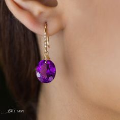 Amethyst Earrings Diamond Earrings 14K Genuine Amethyst Oval Earrings Gold Amethyst Small Earrings Natural Amethyst 14K SOLID GOLD Earrings (51046 - 1) Electric Purple, Natural High, Aqua Marine, Amethyst Earrings, Earrings Collection, Oval Diamond, Jewelry Designs, Gemstone Earrings, Purple Color