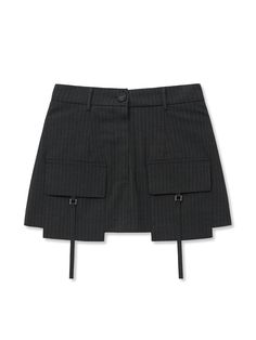 Composition : POLYESTER 62% RAYON 34% SPAN 4%Country of Origin : KOREA Cargo Skirt, Washed Denim, Gray Skirt, Fashion Sewing, Edgy Fashion, Denim Wash, Flap Pocket, Crochet Clothes, Oversized Fits