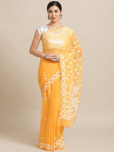 "Find more items of ADA:- https://www.etsy.com/in-en/shop/AdachikanStudio Fabric: Faux Georgette Length of the Saree: 5.50 meter Blouse Fabric: 1 meter Color: Optional Type of Embroidery: Chikankari Embroidery: Bakhiya, Phanda, Keelkangan and Jaali Thread: White Cotton Threads Ocassion: Party Wear Fabric Care: Hand wash Sales Package: Sari with attached unstitched blouse Touch and Feel: Soft and Comfortable Silhouette: The faux georgette saree embroidered with Chikan stitches pleasing with elega Bohemian Yellow Saree For Eid, Traditional Summer Georgette Saree, Yellow Bohemian Blouse For Diwali, Festive Yellow Saree With Chikankari Embroidery, Summer Festive Georgette Traditional Wear, Bohemian Chikankari Blouse For Navratri, Bohemian Yellow Blouse For Diwali, Summer Dupatta For Puja, Yellow Blouse Piece With Chikankari For Festivals