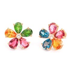 Flowers Stud Earrings Colorful Gemstone  #sillyshiny #gold #jewelry #unique #rings #diamond #uniquerings #engagement #sillyshinydiamonds Unique Gold Rings, Gemstone List, Earrings Colorful, Peridot Stone, Colorful Earrings, Unique Diamonds, Flower Earrings Studs, Lovely Earrings, Flower Studs