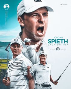 the poster for jordan spieth's back on top features two men holding golf clubs