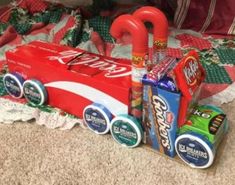 an assortment of candy and candies on the floor