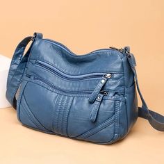 Women Bag Shoulder Bag for Women Simple Retro Versatile Crossbody Bag Casual Middle Aged Mother Gift PU Leather Messenger Bag Shopping Totes, Motorcycle Bag, Soft Leather Bag, Simple Retro, Blue Lake, Retail Box, Leather Messenger Bag, Leather Messenger, Types Of Bag