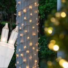 Christmas Lights On Porch Columns, Christmas Columns Outdoor, Pillar Decoration Ideas, Pillar Decor, Pillar Decorations, Outdoor Columns, Column Wrap, Net Lights, Wrapped Lights