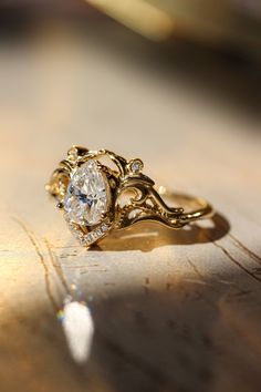 a close up of a ring on a table