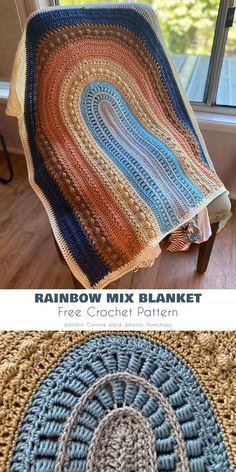 the rainbow mix blanket is on display in front of a window