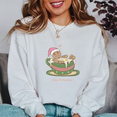 Cute sweater for a cozy Christmas Day ⛄️ 🎄 ❄️ IMPORTANT INFORMATION  Unisex heavy blend crewneck sweatshirt Very comfortable to wear MATERIALS/FABRIC  This sweater is made from polyester and cotton The collar is ribbed knit, so it retains its shape even after washing  There are no itchy side seams on these sweaters 50% cotton, 50% polyester Runs true to size SIZING AND COLOURS  You will find the sizing and colour chart in the images. HOW TO CARE FOR THE SWEATER  Always turn the sweater inside o Gingerbread Sweater, Gingerbread Shirt, The Only Exception, Colour Chart, Sweater Cute, Cute Sweater, Sweatshirt Cute, Sweater Christmas, Image Processing