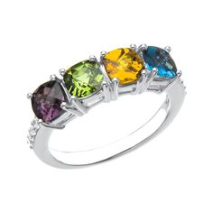 Customize with children's birthstone. This elegant ring is available in sterling silver with 1-5 birthstones. When you're ordering please select the ring size and include a note for birthstone details. I will respond your email to confirm. Stones will be set from left to right. This ring is sterling silver .925 but I can also make it in solid gold, please let me know if you're interested. The following simulated birthstones will be set: January - Simulated Garnet $0 February- Simulated Amethyst White Gold Gemstones Birthstone For Anniversary, White Gold Gemstones As An Anniversary Birthstone Gift, Anniversary White Gold Gemstones With Birthstone, Anniversary White Gold Birthstone Gemstones, Multicolor Oval Birthstone Ring, Multicolor Birthstone Ring With Center Stone As Gift, Multicolor Sterling Silver Birthstone Ring, Multicolor Birthstone Ring For Anniversary, Sterling Silver Multi-stone Birthstone Ring