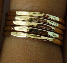 Thin Gold Ring Set Thin Stackable Gold Rings 5 Thin Rings Gold Filled Ring Set Stacking Ring Set Thi 5 Golden Rings, Five Gold Rings, Five Golden Rings, Hammered Gold Ring, Golden Rings, Gold Stacking Ring, Dainty Gold Rings, Gold Rings Stackable, Silver Toe Rings