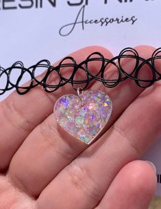 Clear Holographic Heart Choker Tattoo Choker Necklace W/ - Etsy Trendy Black Heart-shaped Choker, Trendy Black Heart Choker, Adjustable Rave Choker For Gift, Adjustable Rave Choker As Gift, Adjustable Rave Choker For Gifts, Black Rave Style Choker Jewelry, Cute Black Heart-shaped Necklaces, Cute Adjustable Black Choker, Cute Black Heart Necklace