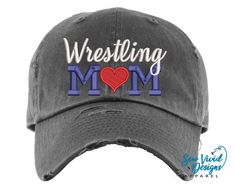 Save 20% off your first purchase by signing up at https://signup.sewvividdesigns.com This cap features Wrestling mom with a heart for the O in mom embroidered on your choice of cap. Choose M colors in the drop down menu. Ponytail, baseball and trucker cap options shown in photos above. Featured Cap: Dk Grey Baseball with Red M's ✋ Does not include back of cap embroidery. TO ADD BACK OF CAP EMBROIDERY: add this to your cart too- https://etsy.me/2CZfOfQ 🧢 Cap Details 🧢 Baseball Style: Distressed Cap Embroidery, Mom Hat, Wrestling Mom, Distressed Baseball Cap, Mom Hats, Ponytail Hat, Hat Custom, Ponytail Styles, Mom Gifts