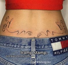 a woman's stomach with the words tommy written on it