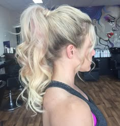 Messy Ponytail Hairstyles, Curly Hair Ponytail, Curled Ponytail, Blonde Ponytail, Prom Hair Updo, Wavy Ponytail, Messy Ponytail, Curly Ponytail