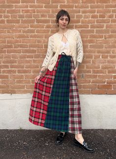 Sagittarius Skirt Winter Plaid Cotton Skirt, Winter Cotton Plaid Skirt, Fall Plaid Patchwork Bottoms, Scottish Plaid Skirt For Winter, Winter Scottish Plaid Skirt, Scottish Style Plaid Winter Bottoms, Long Closet, Quirky Aesthetic, Clothing Upcycle