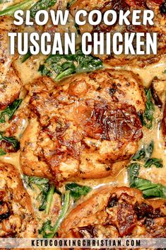 this slow cooker tuscann chicken recipe is delicious and easy to make