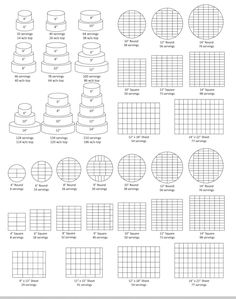 the worksheet is filled with diagrams for different types of cakes