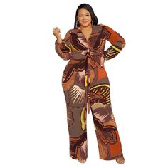 The luxurious Perl Printed Wide Leg Jumpsuit was designed for the sophisticated woman looking for a premium, exclusive piece for their autumn wardrobe. With its full sleeve and v-neck collar, this jumpsuit exudes elegance and taste. Made of high-quality polyester fabric, it offers a slight stretch for comfort and a slim fit for a flattering silhouette. Perfect for ages 18-24, this one-piece overall is the epitome of fashion-forward streetwear. Orange Long Sleeve Jumpsuit For Fall, Brown Jumpsuits And Rompers For Fall, Fitted Yellow Jumpsuits And Rompers For Fall, Long Sleeve Brown Jumpsuits And Rompers For Summer, Summer Long Sleeve Brown Jumpsuits And Rompers, Chic Yellow Long Sleeve Jumpsuits And Rompers, Chic Orange Long Sleeve Jumpsuits And Rompers, Chic Orange Long Sleeve Jumpsuit, Elegant Yellow Long Sleeve Jumpsuit/romper