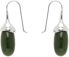 Sophie Buhai: Silver & Green Dripping Stone Earrings | SSENSE Contemporary Silver Drop Jewelry, Modern Green Earrings With Polished Finish, Fine Jewelry Sterling Silver Teardrop Earrings, Contemporary Drop Style Jewelry For Gifts, Contemporary Drop Jewelry For Formal Occasions, Formal Drop Contemporary Jewelry, Contemporary Formal Drop Jewelry, Modern Green Drop Jewelry, Contemporary Pierced Teardrop Jewelry