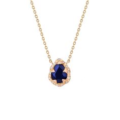 14k gold and pear shaped blue sapphire necklace from the Queen collection with sprinkled white diamonds on a 16" or 18" chain. 0.05 total diamond carat weight. Goddess Gifts, Blue Sapphire Necklace, Ruby Sapphire, Diamond Carat, Sapphire Necklace, Water Drop, White Diamonds, Rose Cut, The Queen